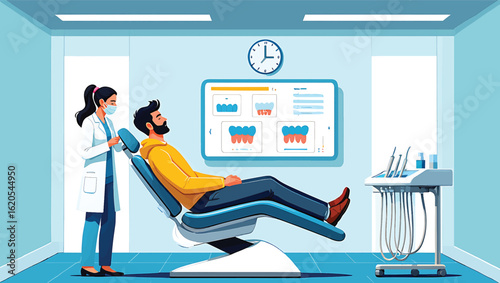 Pregnant woman having a prenatal check-up with her doctor in a clinic. Vector illustration.