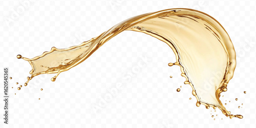 realistic smooth liquid gold or oil  splashes in curve style  isolated on transparent background