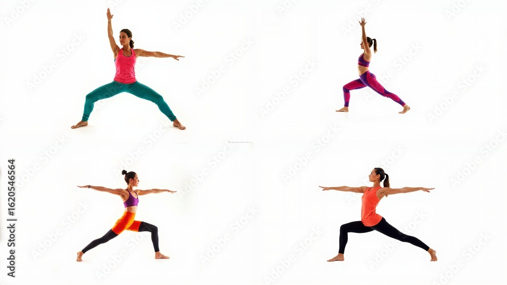 Fototapeta premium Yoga poses for beginners background composition scene style creative elements frame emotion cartoonish expression design colorful depth illustration backgrounds motion gesture layers