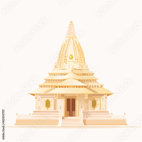 Ornate Beige Temple with Golden Accents