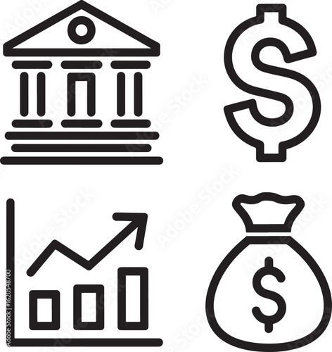 Financial and bank bundle set icons silhouette stock photos royalty free image premium quality