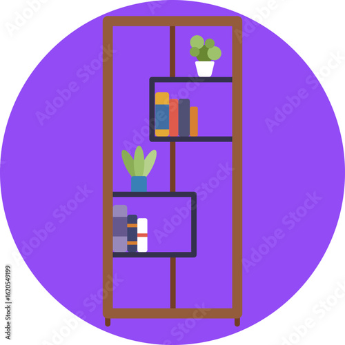 Depicts a standing bookshelf used for storing and displaying books in living or workspaces.