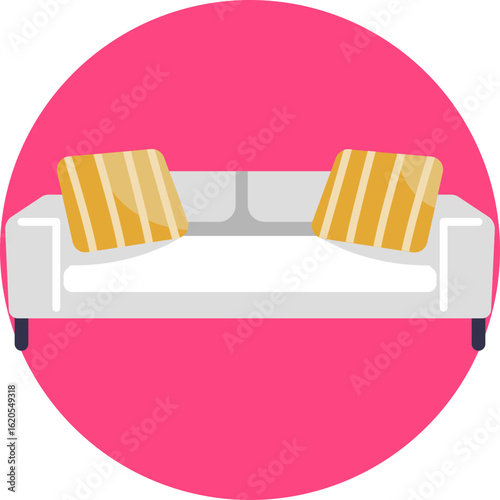 A cushioned sofa with armrests and a backrest, commonly used in living rooms for seating.