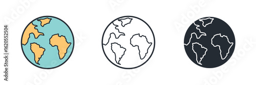 Simple flat vector icon of Planet Earth. Symbolizes global sustainability, environmental care, our world ecosystem, and a green future.