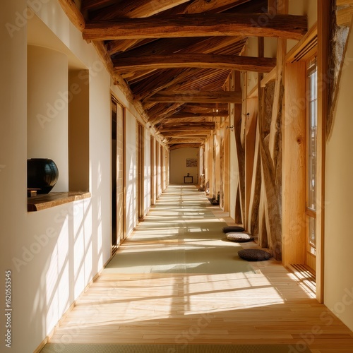 Japanese Farmhouse Corridor Sunlight