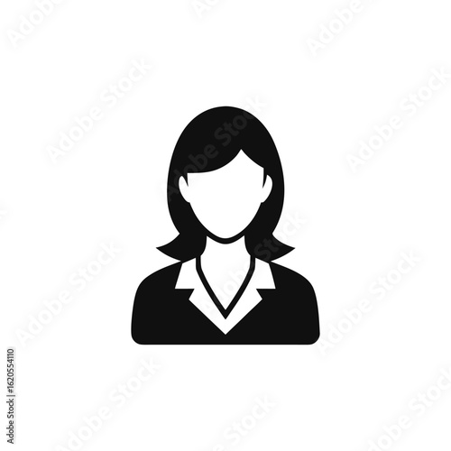 Silhouette of a woman in a suit isolated on a white background
