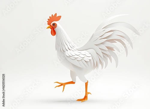 Stylized Paper Chicken in 3D