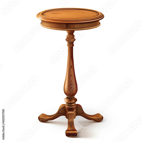 Elegant Wooden Side Table with Ornate Carvings and Detailed Grain