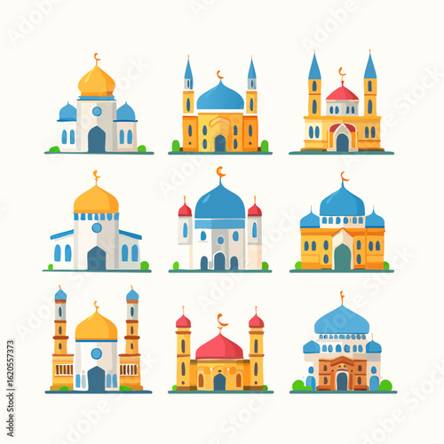 Wallpaper Mural Nine Colorful Mosque Architectural Styles Illustrated Torontodigital.ca