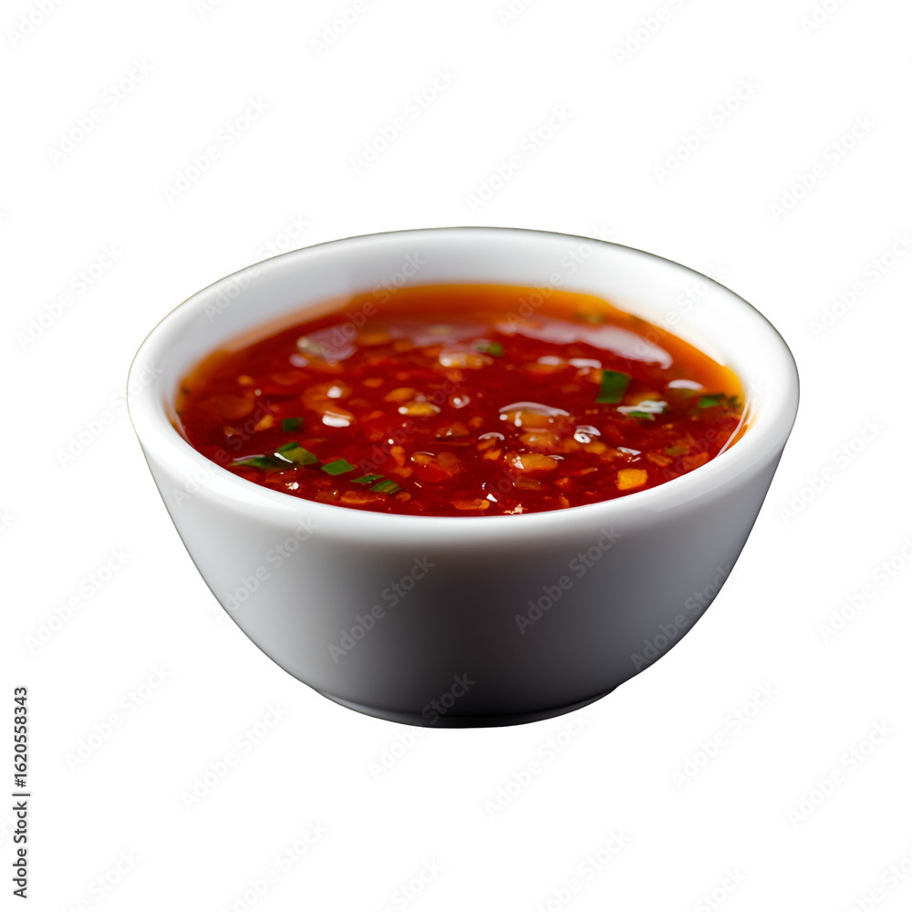Spicy Red Sauce in White Bowl Delicious Asian Cuisine Spicy Red Sauce in White Bowl Delicious Asian Cuisine