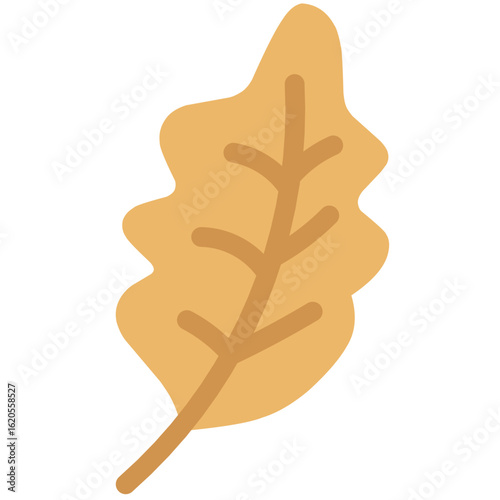 Simple curved flat leaf in yellow, representing early-fall plant life in a minimal style.