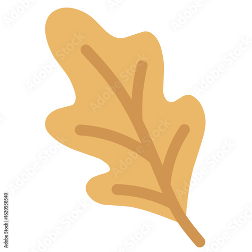 Simple curved flat leaf in yellow, representing early-fall plant life in a minimal style.