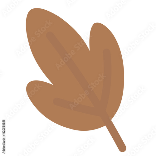Dark brown leaf with a soft rounded heart shape, symbolizing warmth and earth tones.