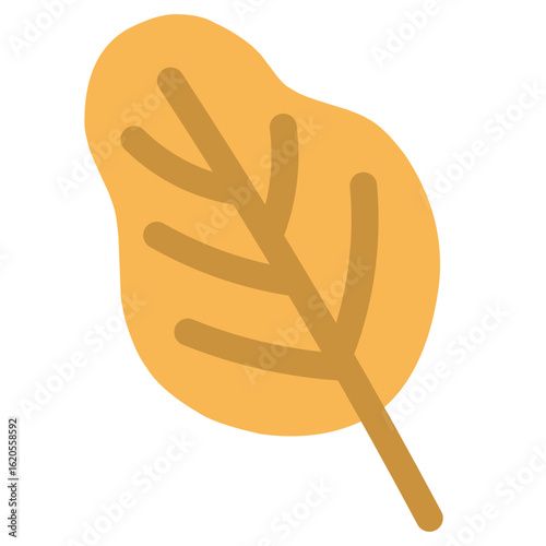 Bright yellow round-edged leaf in flat style, giving warmth and balance to seasonal layouts.