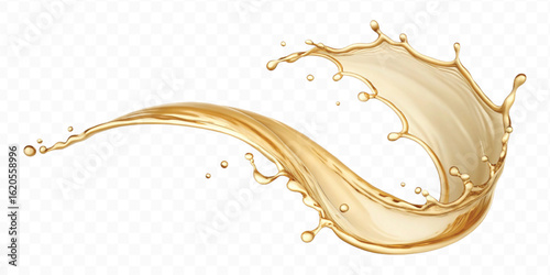 realistic smooth liquid gold or oil  splashes in curve style  isolated on transparent background