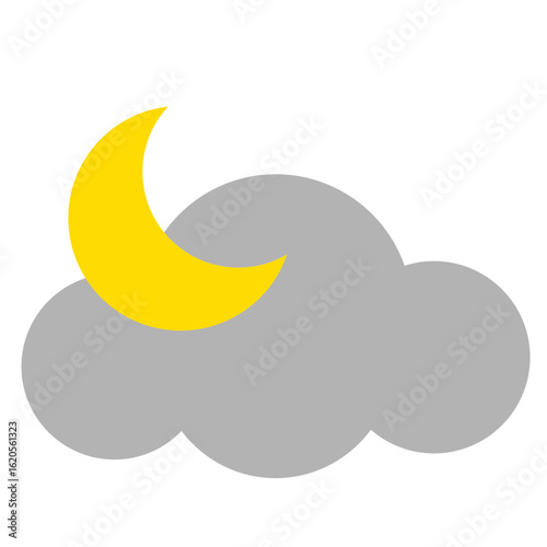 Weather flat color icon. Cloudy night. Cloudy skies overnight
