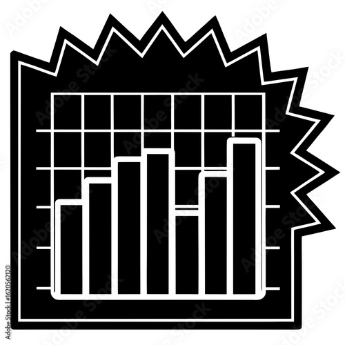 Stylized black and white bar chart graph representing business data and financial growth