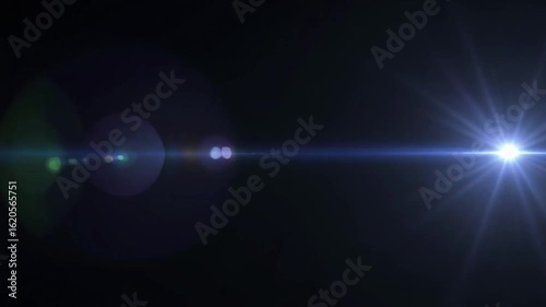 Optical Lens Flare Effect Shining Brightly Against Dark Background
