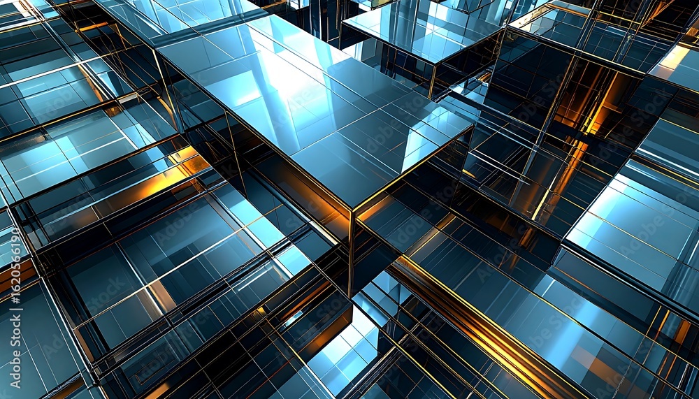 Fototapeta premium Abstract geometric design of interlocking cubes