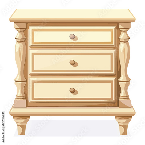 Elegant ThreeDrawer Wooden Nightstand with Turned Legs