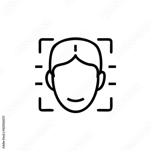Minimalist outline icon a face scan with targeting brackets biometric identification