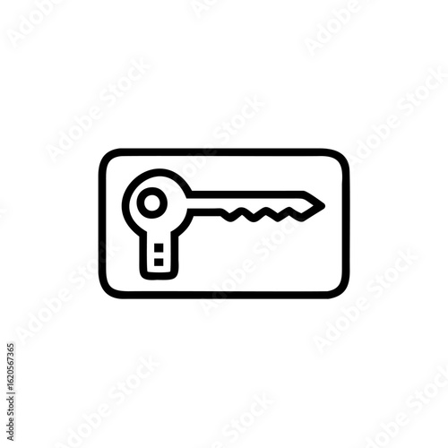 Outline a keycard with a key on security access