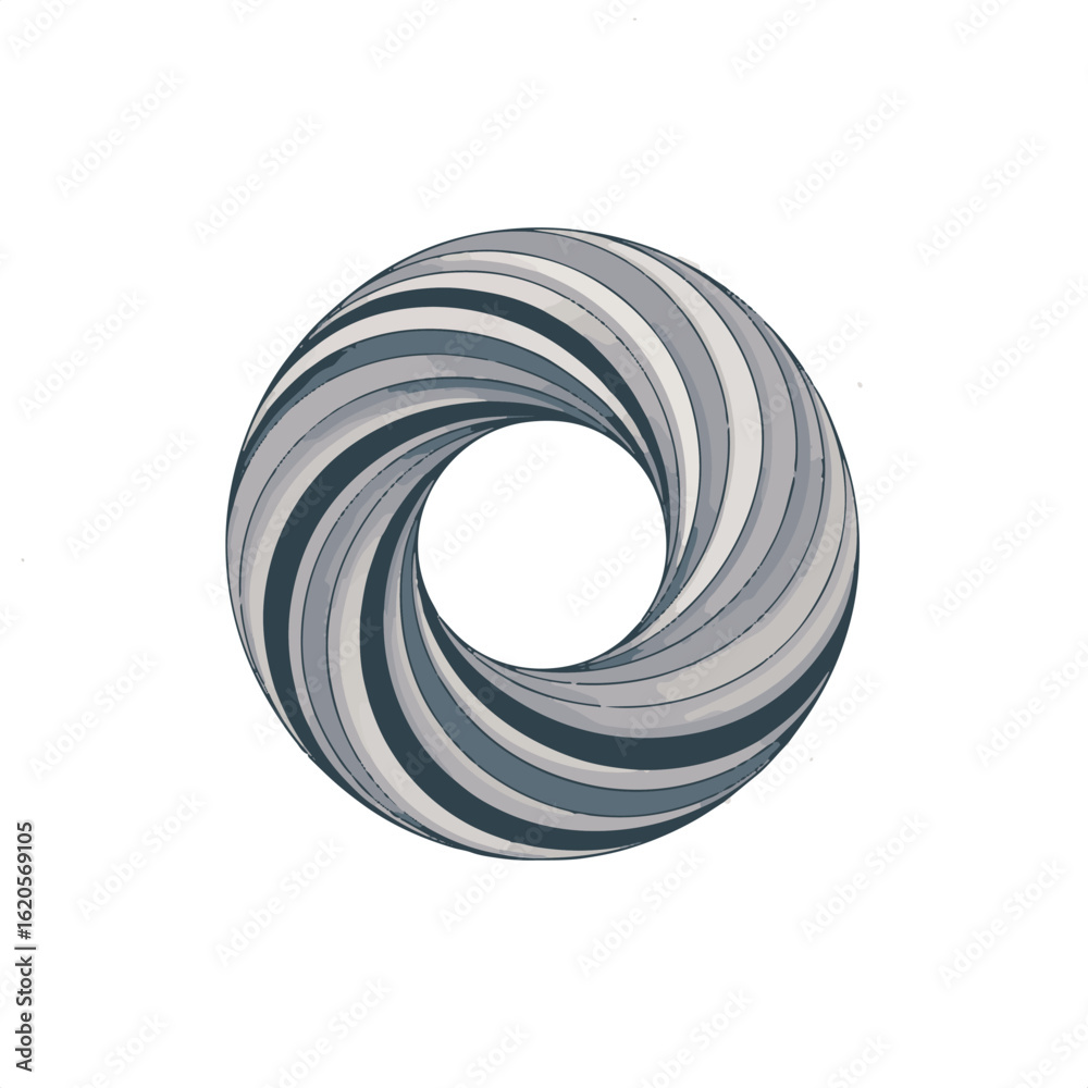 Fototapeta premium Gray Spiral Vector Abstract Dynamic Background with Yin and Yang Flow