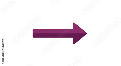 A simple purple arrow pointing to the right direction on a plain white background illustration image