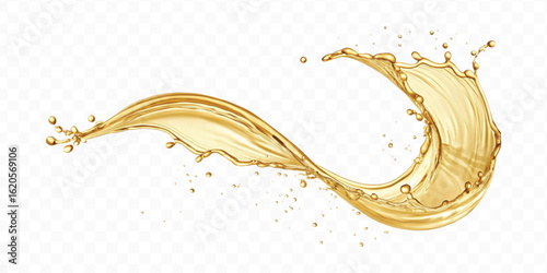 realistic smooth liquid gold or oil  splashes in curve style  isolated on transparent background