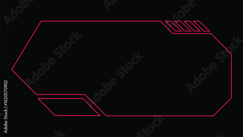 A futuristic HUD design on black background with red outlines