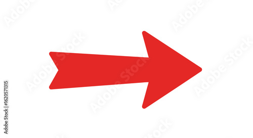 A simple graphic of a red arrow pointing towards the right side on a clean white background space