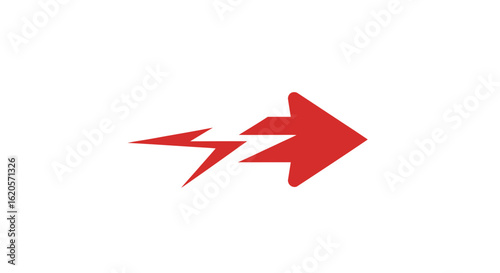 Red arrow pointing right with a lightning bolt design indicating speed and direction concept icon Free Download Red arrow pointing right with a lightning bolt design indicating speed and direction concept icon - GFXLoad
