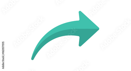 Free Download A teal arrow curving to the right indicating forwarding or sharing on a white background image view - GFXLoad