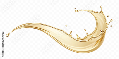 realistic smooth liquid gold or oil  splashes in curve style  isolated on transparent background