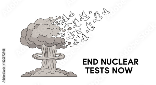 Nuclear Test Ban: Doves of Peace Replacing Mushroom Cloud