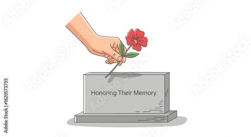 Memorial Flower at Grave - Honoring Memory