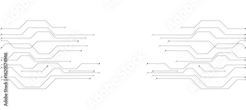 Vector Technology connected white lines and dots with electronics elements on tech bg abstract technology background