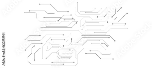 Vector Technology connected white lines and dots with electronics elements on tech bg.circuit board background