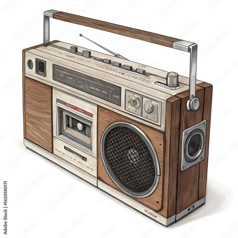 Obraz premium vintage radio cassette recorder isolated on white