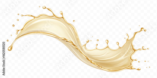 realistic smooth liquid gold or oil  splashes in curve style  isolated on transparent background