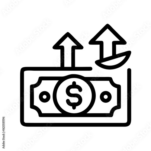 Money in hand icon Save money sign. Cash, loan, coin, dollar, saving, budget, finance, growth, investment, earning money, revenue symbol. Hands holding dollar coin flat and line style - stock vector.