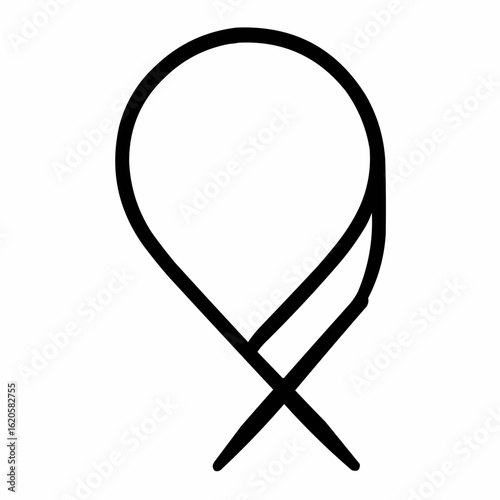 Magic Loop. Circular needle forming teardrop shape with pulled cord