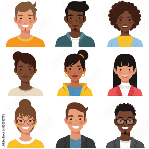 A Diverse Collection of People Representing Various Backgrounds and Ethnicities in a Modern Style