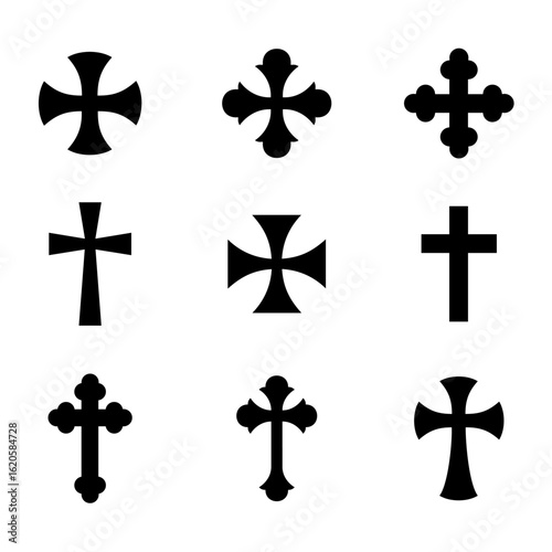 Cross icon symbol set collection. Vector image