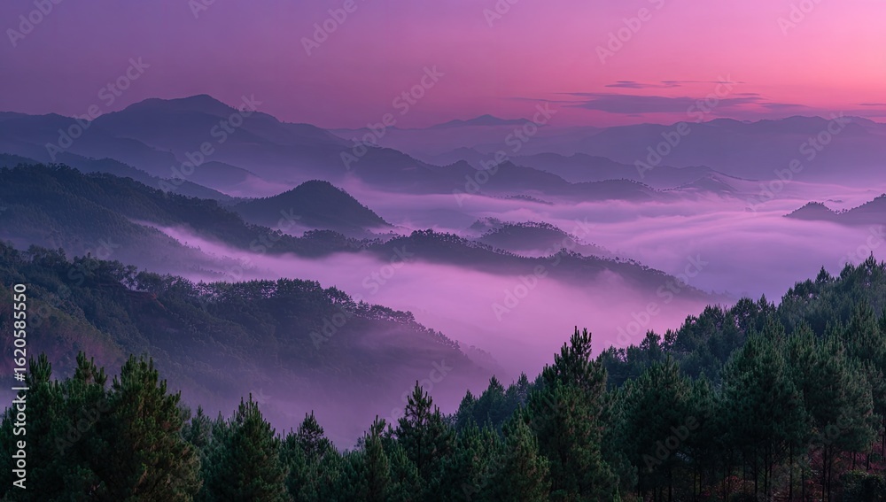 Fototapeta premium Misty mountain range at dawn (9)
