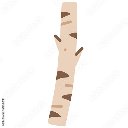 Flat beige tree trunk with brown bark details, ideal as a neutral centerpiece in seasonal illustrations.