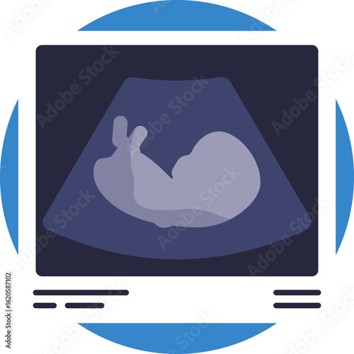 A medical scan using sound waves to visualize a baby during pregnancy.