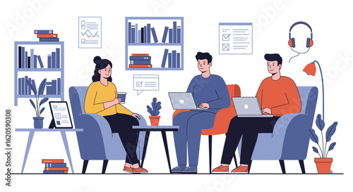 Group of People Working Together with Laptops.