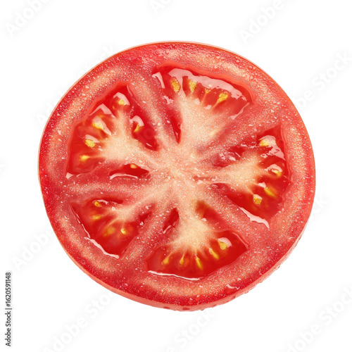 Wallpaper Mural Close-up of a tomato slice.  A round slice of red tomato, revealing the inner seeds and flesh.  Fresh, vibrant colors Torontodigital.ca