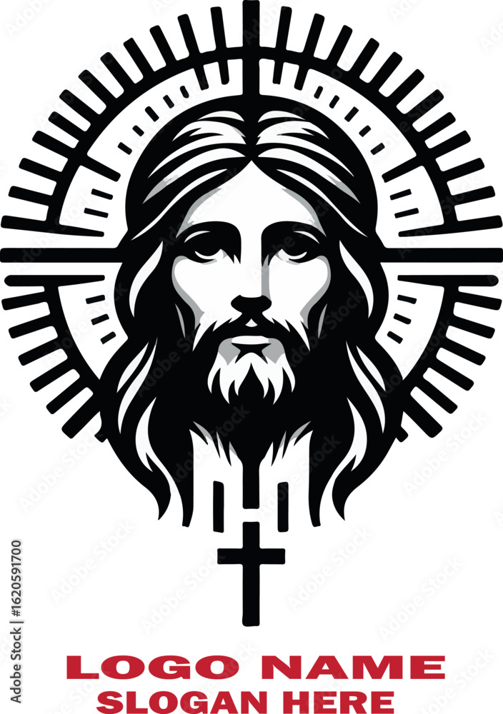 Fototapeta premium Jesus nazaret logo icon vector white background .